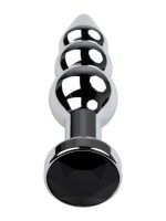CENSAN Anal Plug Metal gümüş siyah kristalli 11 cm - Görsel 3