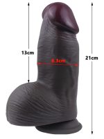 Censan Gerçekçi Tasarımlı Geniş Çaplı Vakum Tabanlı Silikon Dildo 21 cm Siyah - Görsel 2