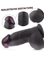 Censan Gerçekçi Tasarımlı Geniş Çaplı Vakum Tabanlı Silikon Dildo 21 cm Siyah - Görsel 4