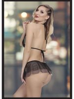 Censan Kadın Siyah Seksi Fantezi Özel Tasarım Etekli Fantezi Babydoll - Görsel 3