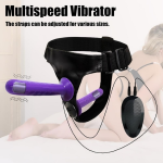 Censan Mor Double Dong Titreşimli Belden Bağlamalı Çift Taraflı Bisex Dildo Vibratör
