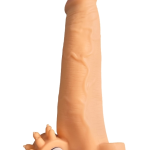 Gerçekçi Penis Kılıfı Et Dokusunda Titreşimli Testis Geçmeli 20 cm