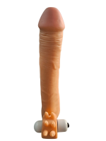 Gerçekçi Penis Kılıfı Et Dokusunda Titreşimli Testis Geçmeli 20 cm - Görsel 4