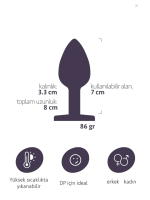 Paslanmaz Çelik Anal Plug Tıkaç Mor Taşlı - Görsel 2