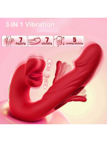 Censan 3’ü 1 Arada G Noktası ve Klitoris Vibratörü – Dil ve Emme Fonksiyonlu, Su Geçirmez Silikon Stimülatör (Kırmızı) - Görsel 2