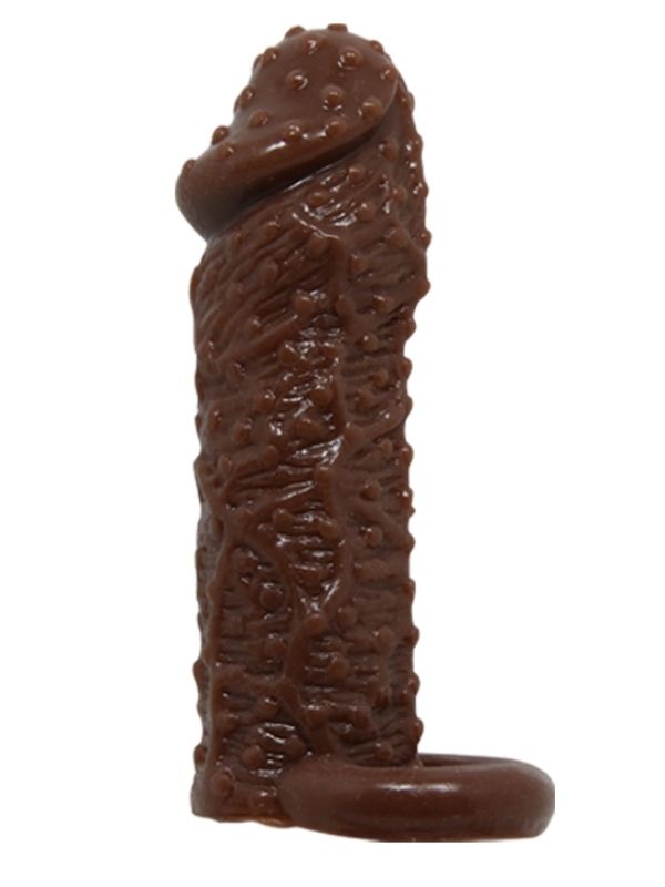 Censan 4 cm Uzatmalı Damarlı Penis Kılıfı Esmer