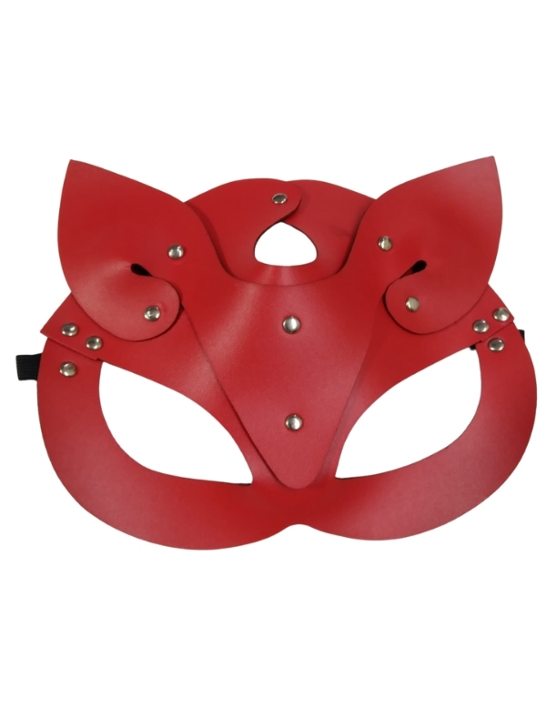 Censan Deri Kedi Kız Maskesi Kırmızı