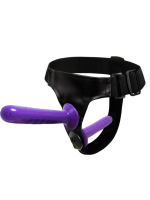 Censan Mor Double Dong Titreşimli Belden Bağlamalı Çift Taraflı Bisex Dildo Vibratör model 2