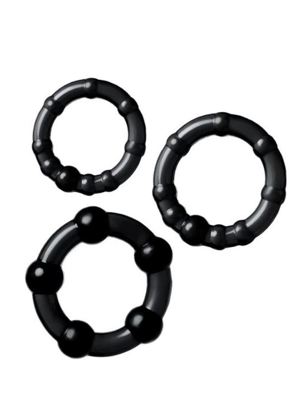 Censan Penis Halka Seti TPE siyah 3,5/3/2 cm
