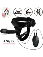 Censan Siyah Double Dong Titreşimli Belden Bağlamalı Çift Taraflı Bisex Dildo Vibratör - Görsel 5