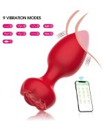 Censan Telefon Kontrollü Full Covered Rubber Rose Anal Plug – Kırmızı - Görsel 5