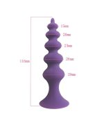 Censan Vantuzlu Boğumlu Silikon Anal Plug Mor - Görsel 2