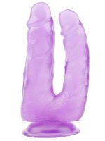 Hi-Rubber Şeffaf Jel İkili Dildo - 18cm Mor