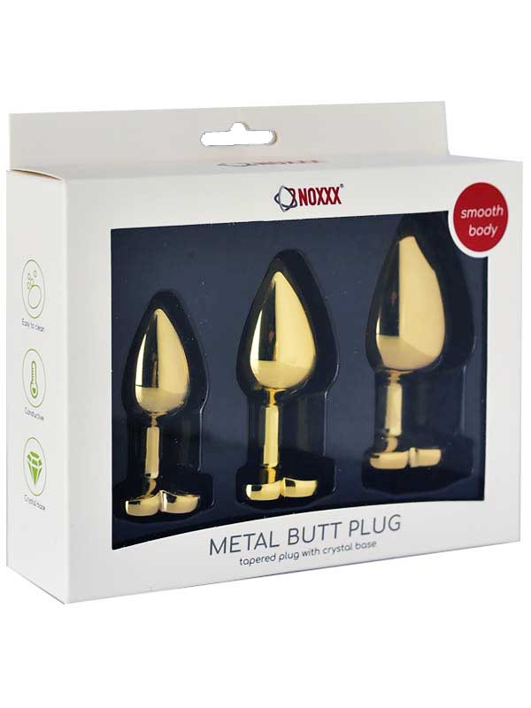 NOXXX Altın Renkli Kalpli Çelik Anal Plug - 3 Boy Set