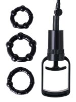 Censan 3 halkalı Penis Pompası, PVC siyah 23,5 cm 3 halkalı - Görsel 4