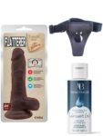 Censan Belden Bağlamalı Kayganlaştırıcı Set Flatterer Kıkırdaklı Gerçekçi Dildo - 18.6cm Zenci
