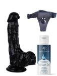 Censan Belden Bağlamalı Kayganlaştırıcı Set Noctis 18cm Siyah Dildo No:5