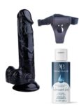 Censan Belden Bağlamalı Kayganlaştırıcı Set Noctis 20cm Siyah Dildo No:17