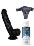 Censan Belden Bağlamalı Kayganlaştırıcı Set Noctis 21,5cm Siyah Dildo No:51