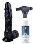 Censan Belden Bağlamalı Kayganlaştırıcı Set Noctis 22,5cm Siyah Dildo No:13