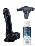 Censan Belden Bağlamalı Kayganlaştırıcı Set Noctis 22,5cm Siyah Dildo No:55