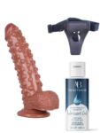 Censan Belden Bağlamalı Kayganlaştırıcı Set Noctis 24cm Kahverengi Dildo No:40