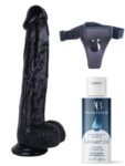 Censan Belden Bağlamalı Kayganlaştırıcı Set Noctis 30cm Siyah Dildo No:26