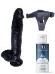 Censan Belden Bağlamalı Kayganlaştırıcı Set Noctis 32cm Siyah Dildo No:23