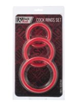 Censan Black & Red Penis Halkası Seti Silikon Kırmızı Ø6/5/4 cm - Görsel 2