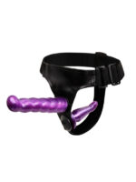 Censan Çift Taraflı Mor Renk Belden Bağlamalı Dildo - Görsel 3