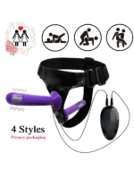 Censan Mor Double Dong Titreşimli Belden Bağlamalı Çift Taraflı Bisex Dildo Vibratör - Görsel 5