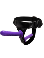 Censan Mor Double Dong Titreşimli Belden Bağlamalı Çift Taraflı Bisex Dildo Vibratör model 2