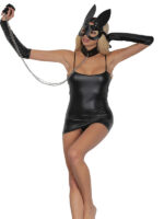 Censan Siyah Deri Fantezi Kostüm Tavşan Harness Erotik Elbise - Görsel 3