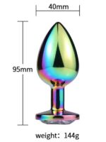 Censan Taşlı Çok Renkli Çelik Anal Plug - Büyük Boy - Görsel 2