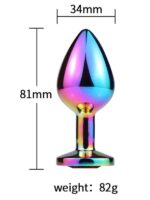 Censan Taşlı Çok Renkli Çelik Anal Plug - Orta Boy - Görsel 2