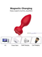 Censan Telefon Kontrollü Full Covered Rubber Rose Anal Plug – Kırmızı - Görsel 3