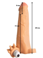 Gerçekçi Penis Kılıfı Et Dokusunda Titreşimli Testis Geçmeli 20 cm - Görsel 2