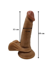 Gerçekçi Testisli Melez Dildo 18 cm - Görsel 2