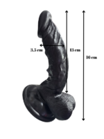 Gerçekçi Testisli Siyah Dildo 16 cm - Görsel 2