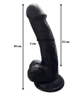 Gerçekçi Testisli Siyah Dildo 19 cm - Görsel 2