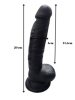 Gerçekçi Testisli Siyah Dildo 20 cm - Görsel 2