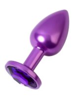 Metal Anal Plug, mor kristalli, 7,2 cm, Ø2,8 cm, 50 g