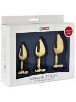 NOXXX Altın Renkli Kalpli Çelik Anal Plug - 3 Boy Set