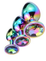 NOXXX Taşlı Çok Renkli Çelik Anal Plug - 3 Boy Set - Görsel 3