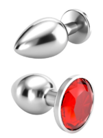 Paslanmaz Çelik Anal Plug Tıkaç Kırmızı Taşlı - Görsel 3