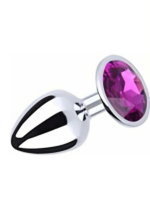 Paslanmaz Çelik Anal Plug Tıkaç Mor Taşlı - Görsel 5